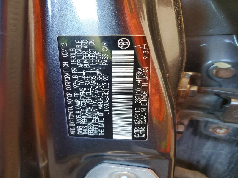 2012 Scion Xd მანქანა იყიდება აუქციონზე, vin: JTKKU4B44C1021901, აუქციონის ნომერი: 55029726