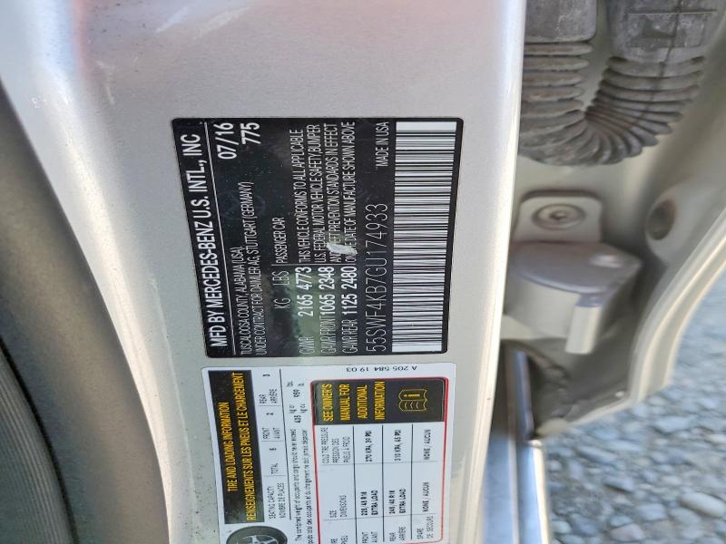 Продажа на аукционе авто 2016 Mercedes-benz C, vin: 55SWF4KB7GU174933, номер лота: 54517266
