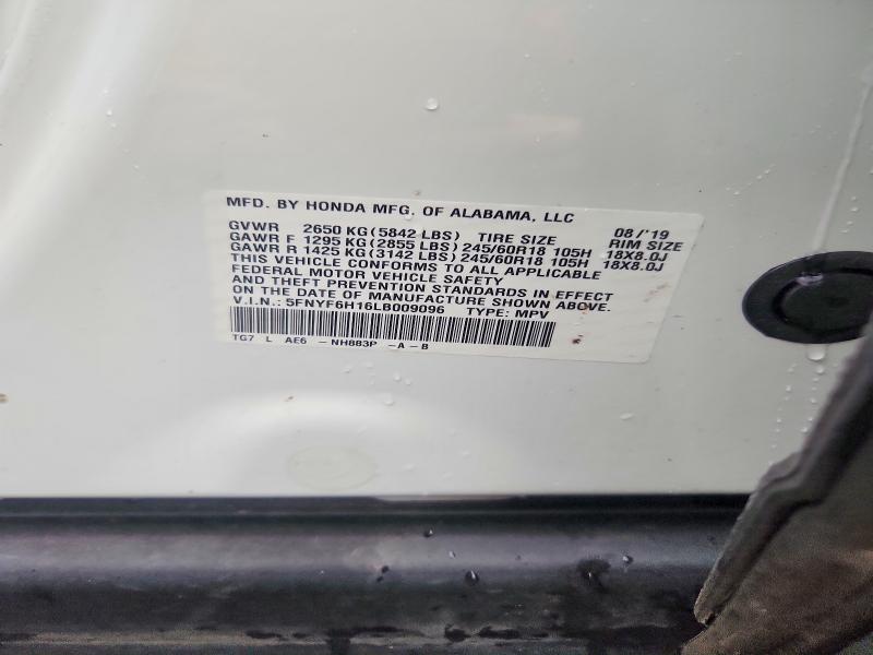 52516466 :رقم المزاد ، 5FNYF6H16LB009096 vin ، 2020 Honda Pilot مزاد بيع