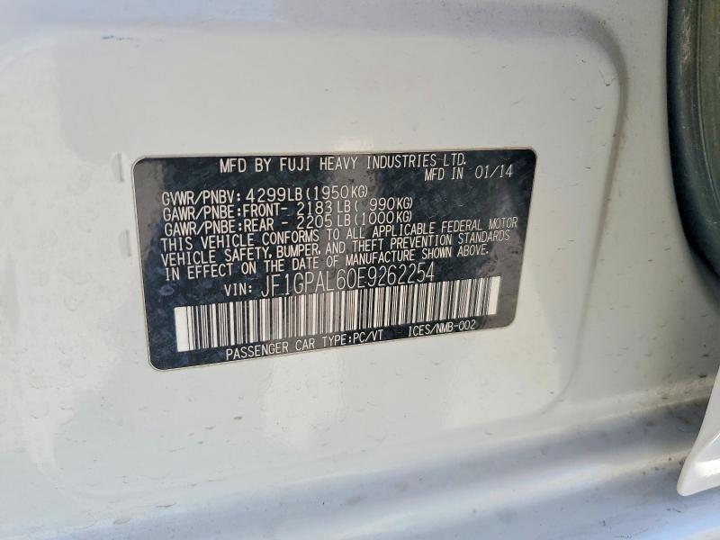 Продажа на аукционе авто 2014 Subaru Impreza, vin: JF1GPAL60E9262254, номер лота: 54155746