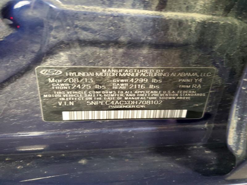 53522436 :رقم المزاد ، 5NPEC4ACXDH708102 vin ، 2013 Hyundai Sonata مزاد بيع