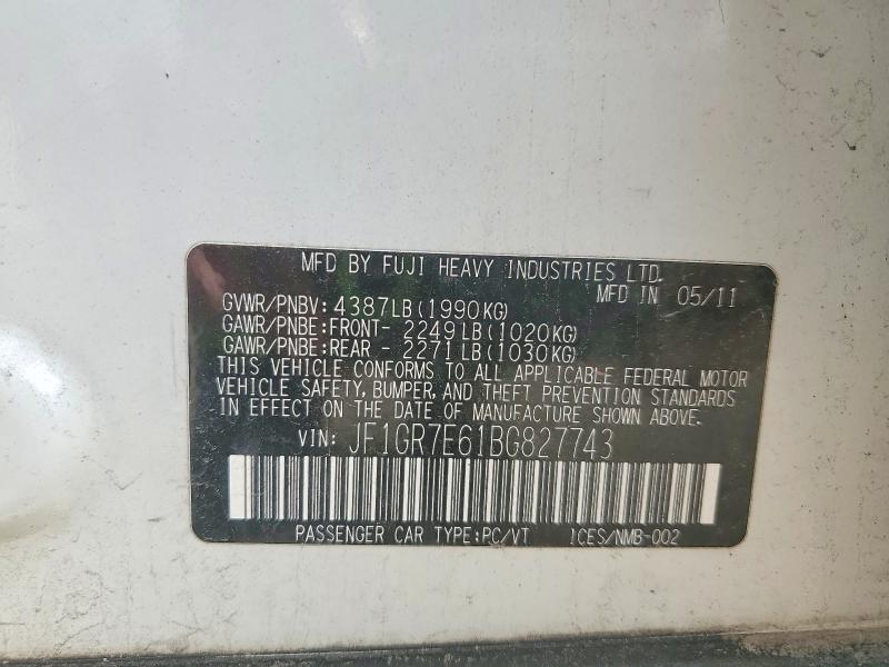 Продажа на аукционе авто 2011 Subaru Impreza, vin: JF1GR7E61BG827743, номер лота: 52206206