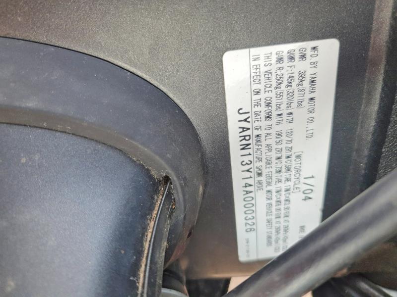 54556416 :رقم المزاد ، JYARN13Y14A000326 vin ، 2004 Yamaha Yzfr1 مزاد بيع