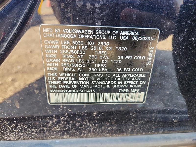 2024 Volkswagen Atlas მანქანა იყიდება აუქციონზე, vin: 1V2HR2CA8RC501415, აუქციონის ნომერი: 53081676