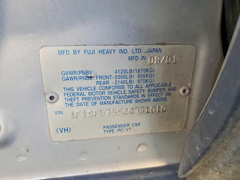 Aukcja sprzedaży 2002 Subaru Forester, vin: JF1SF63552G731010, numer aukcji: 54527926