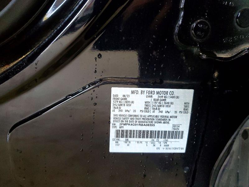 54136646 :رقم المزاد ، 2FMPK4G91RBA08555 vin ، 2024 Ford Edge مزاد بيع