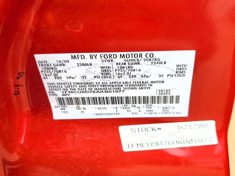 Aukcja sprzedaży 2010 Ford Escape, vin: 1FMCU9D76AKB01977, numer aukcji: 54210716