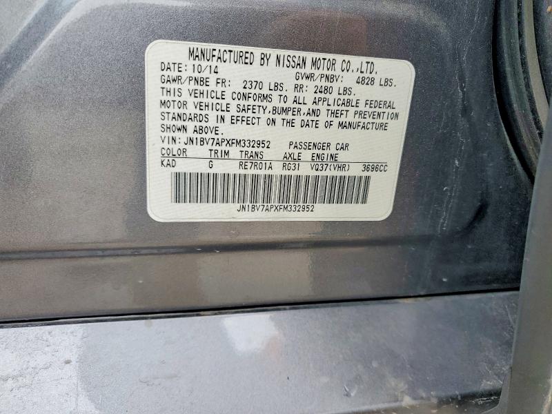 53781046 :رقم المزاد ، JN1BV7APXFM332952 vin ، 2015 Infiniti Q50 مزاد بيع