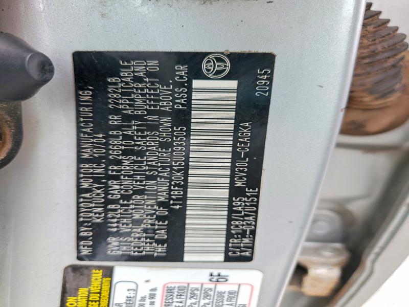 2005 Toyota Camry მანქანა იყიდება აუქციონზე, vin: 4T1BF30K15U093505, აუქციონის ნომერი: 52716106