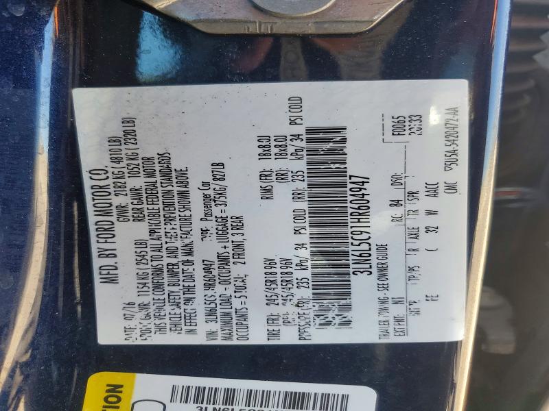 Aukcja sprzedaży 2017 Lincoln Mkz, vin: 3LN6L5C91HR604947, numer aukcji: 53733526