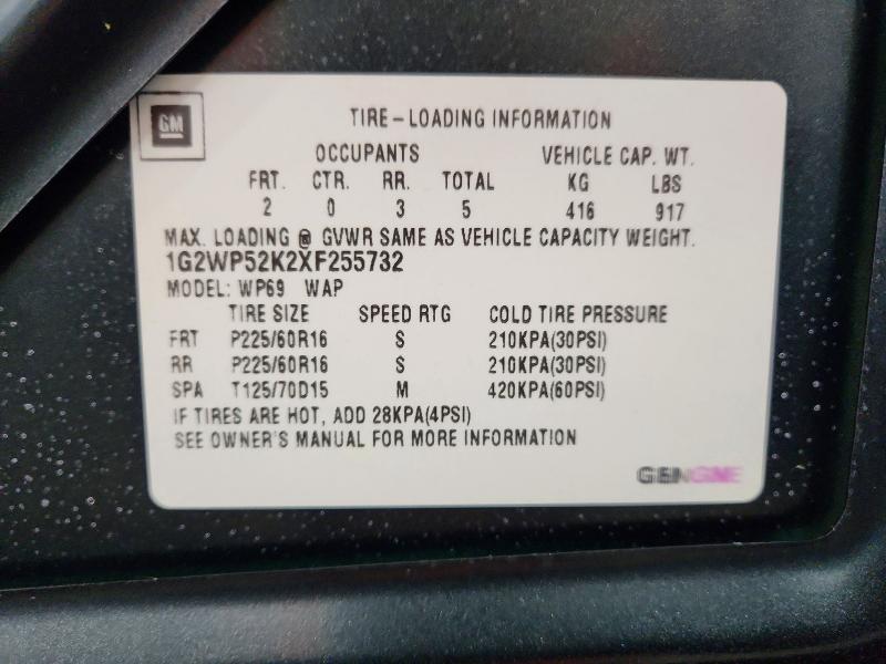 50786916 :رقم المزاد ، 1G2WP52K2XF255732 vin ، 1999 Pontiac Grand Prix مزاد بيع