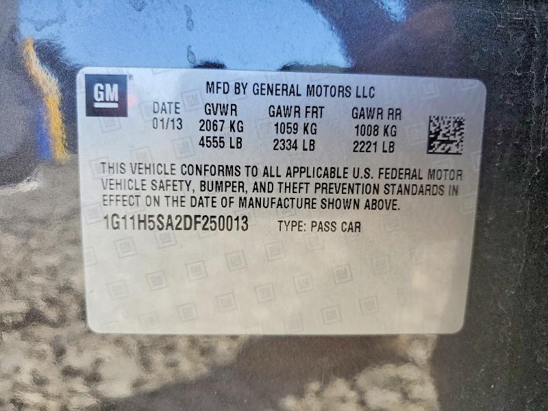 53220006 :رقم المزاد ، 1G11H5SA2DF250013 vin ، 2013 Chevrolet Malibu مزاد بيع