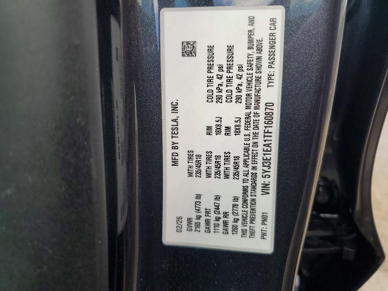 Продажа на аукционе авто 2026 Tesla Model 3, vin: 5YJ3E1EA1TF160870, номер лота: 53715756