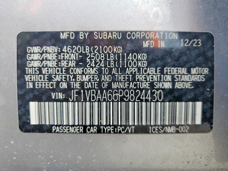 54180576 :رقم المزاد ، JF1VBAA66P9824430 vin ، 2023 Subaru Wrx مزاد بيع