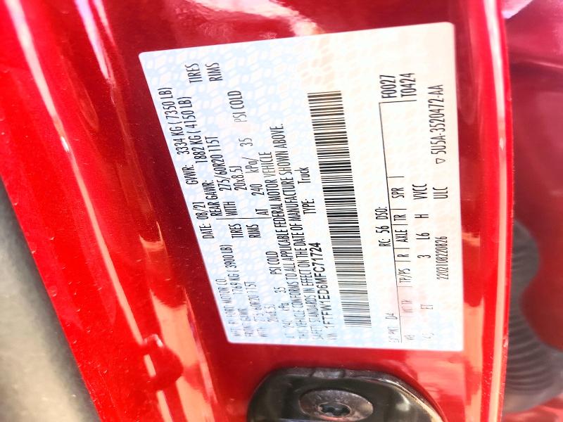 Aukcja sprzedaży 2021 Ford F150, vin: 1FTFW1ED6MFC71724, numer aukcji: 53753466