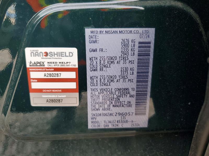Продажа на аукционе авто 2024 Nissan Pathfinder, vin: 5N1DR3DG5RC296057, номер лота: 54527426