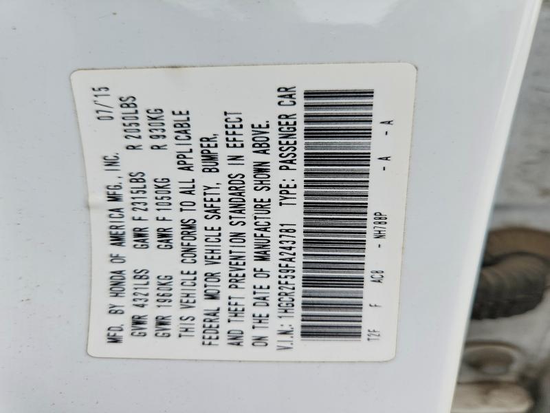 Auction sale of the 2015 Honda Accord, vin: 1HGCR2F59FA243781, lot number: 52511366