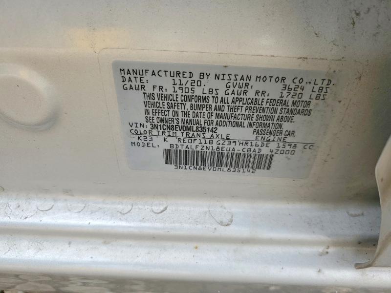 Auction sale of the 2021 Nissan Versa, vin: 3N1CN8EV0ML835142, lot number: 52739306