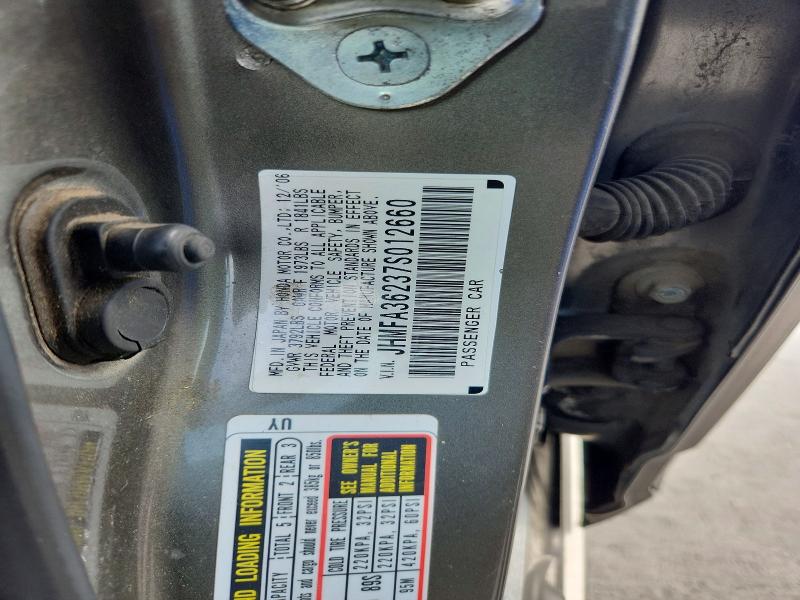 53845796 :رقم المزاد ، JHMFA36237S012660 vin ، 2007 Honda Civic مزاد بيع