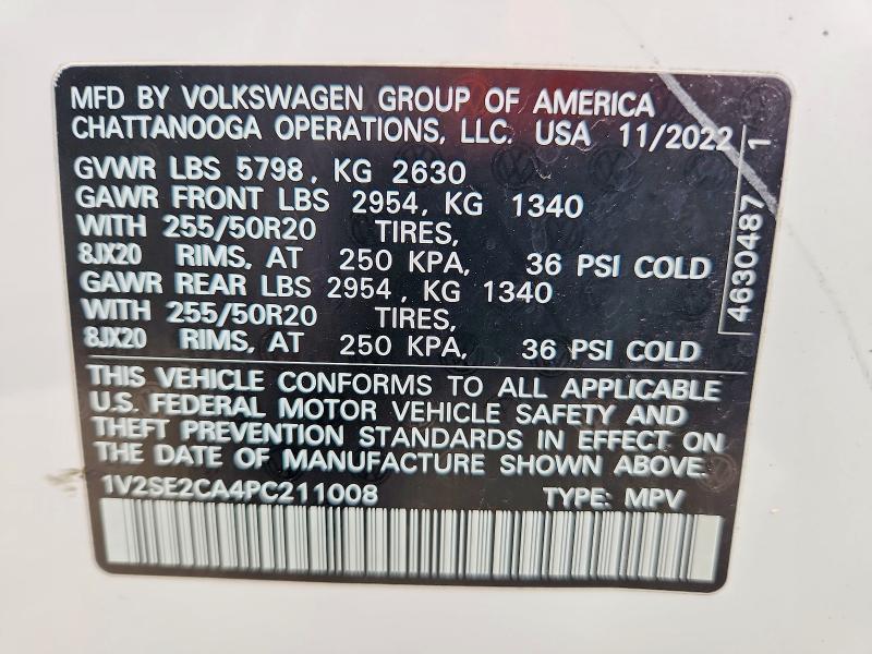 2023 Volkswagen Atlas Cross Sport მანქანა იყიდება აუქციონზე, vin: 1V2SE2CA4PC211008, აუქციონის ნომერი: 52899396