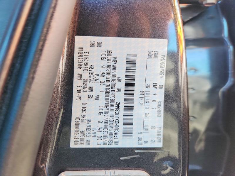 Aukcja sprzedaży 2018 Ford Escape, vin: 1FMCU0HDXJUC28442, numer aukcji: 53189646