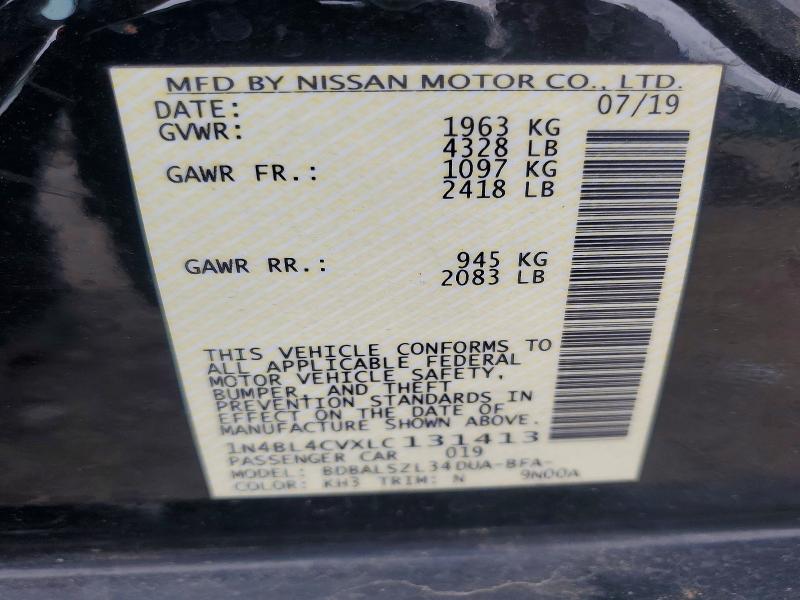 Продажа на аукционе авто 2020 Nissan Altima, vin: 1N4BL4CVXLC131413, номер лота: 54843806