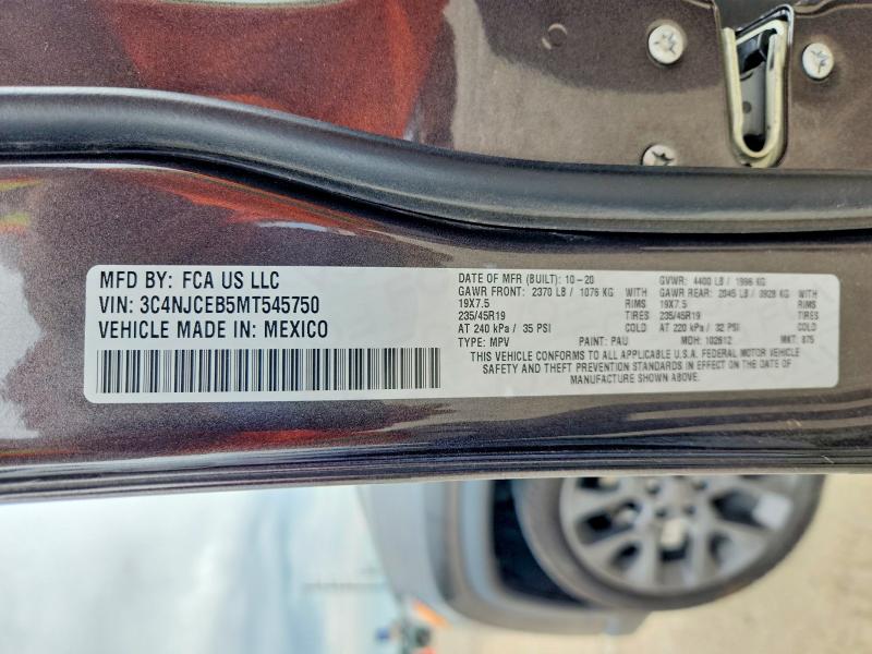 Продаж на аукціоні авто 2021 Jeep Compass, vin: 3C4NJCEB5MT545750, номер лоту: 53931406