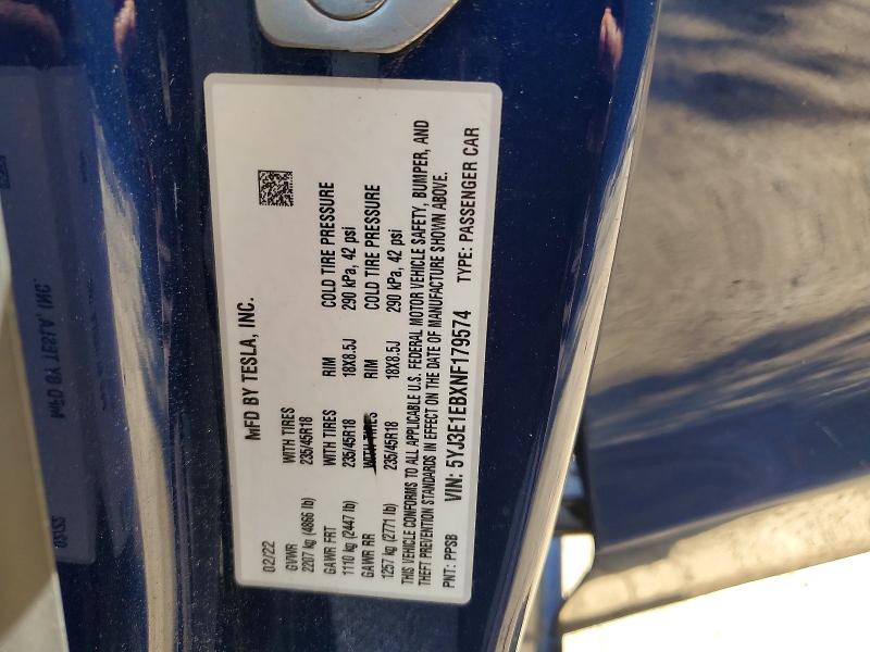 Продажа на аукционе авто 2022 Tesla Model 3, vin: 5YJ3E1EBXNF179574, номер лота: 53293736