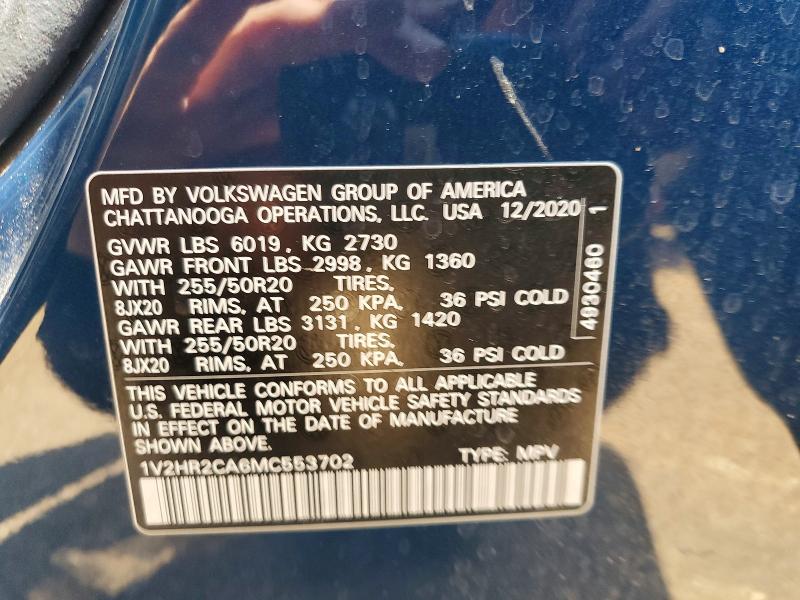 55171956 :رقم المزاد ، 1V2HR2CA6MC553702 vin ، 2021 Volkswagen Atlas مزاد بيع