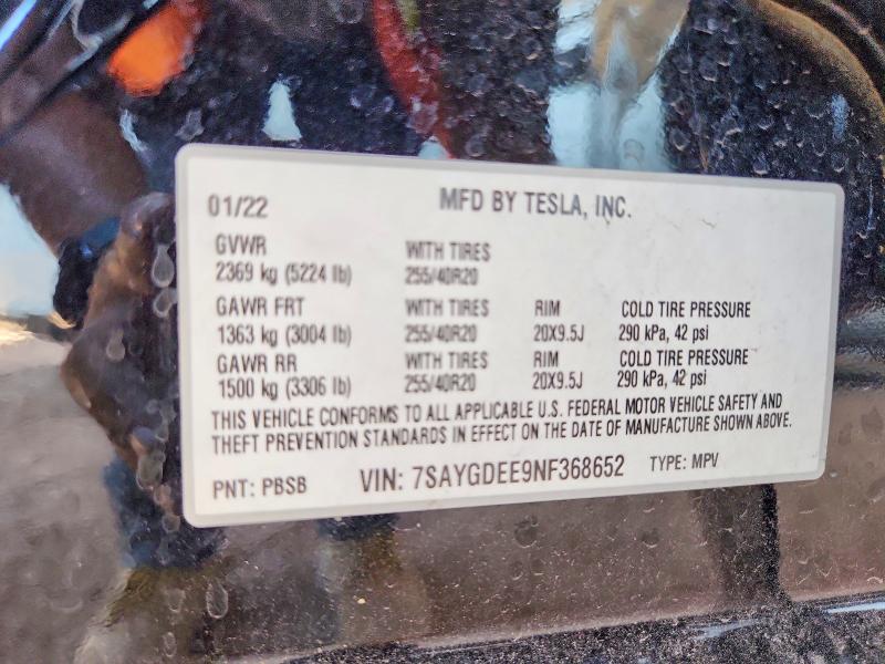 Aukcja sprzedaży 2022 Tesla Model Y, vin: 7SAYGDEE9NF368652, numer aukcji: 54912516