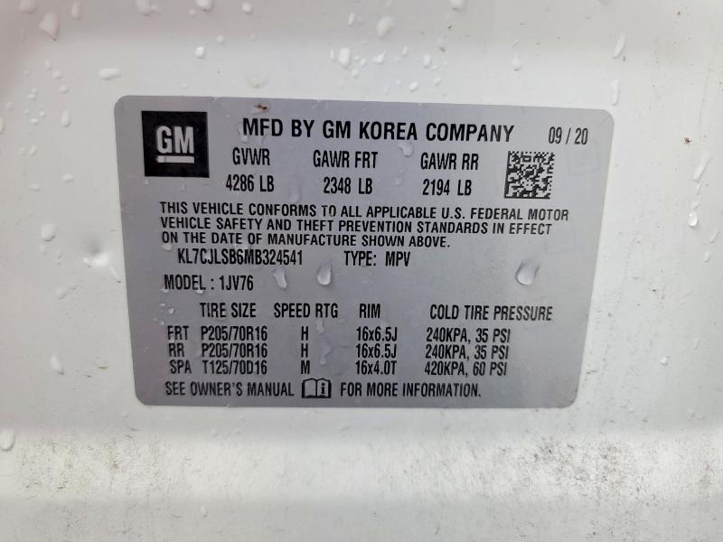 Продаж на аукціоні авто 2021 Chevrolet Trax, vin: KL7CJLSB6MB324541, номер лоту: 53813566