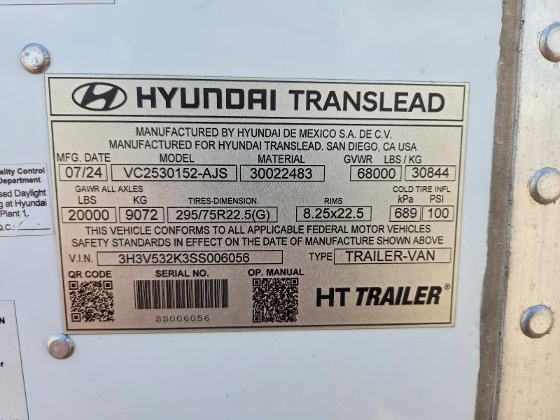 52240166 :رقم المزاد ، 3H3V532K3SS006056 vin ، 2025 Hyun Trailer مزاد بيع