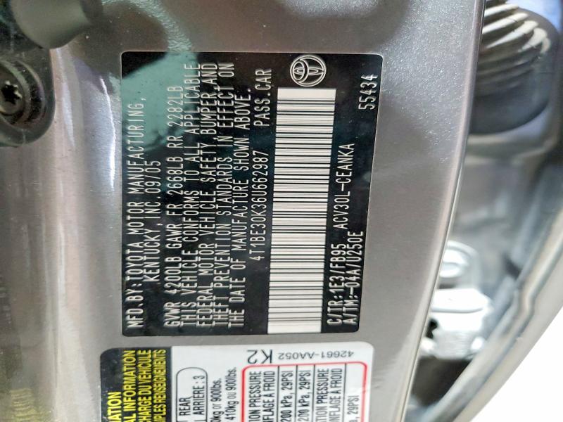 54112396 :رقم المزاد ، 4T1BE30K36U662987 vin ، 2006 Toyota Camry مزاد بيع