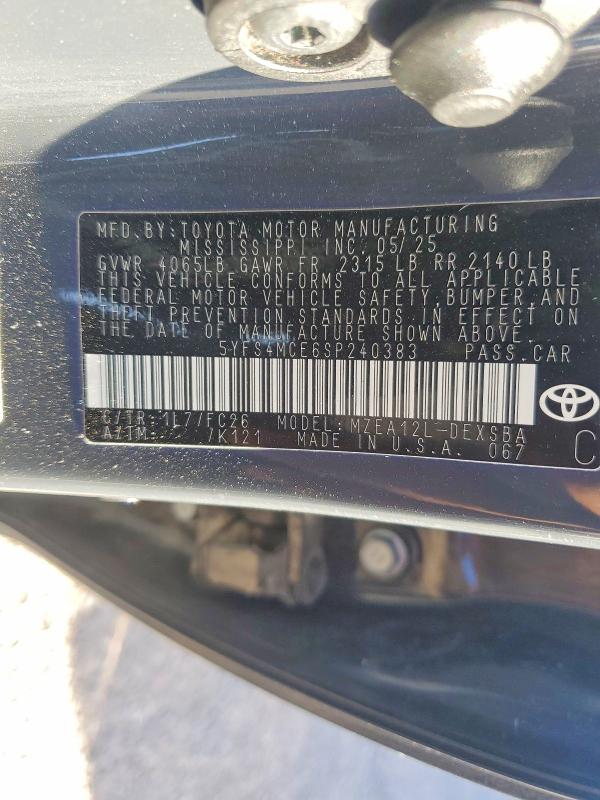 54750126 :رقم المزاد ، 5YFS4MCE6SP240383 vin ، 2025 Toyota Corolla مزاد بيع