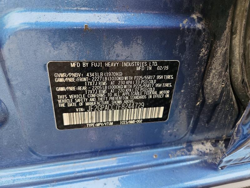 Продажа на аукционе авто 2015 Subaru Xv Crosstrek, vin: JF2GPACC7F8244729, номер лота: 54602296