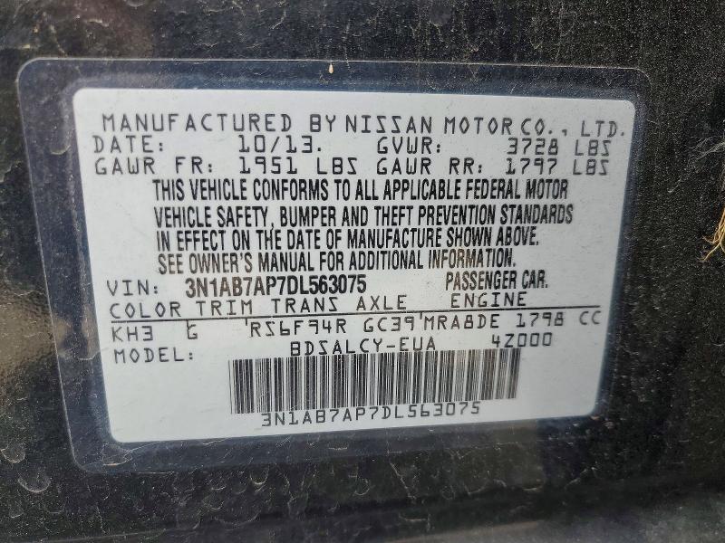 Продажа на аукционе авто 2013 Nissan Sentra, vin: 3N1AB7AP7DL563075, номер лота: 53402576