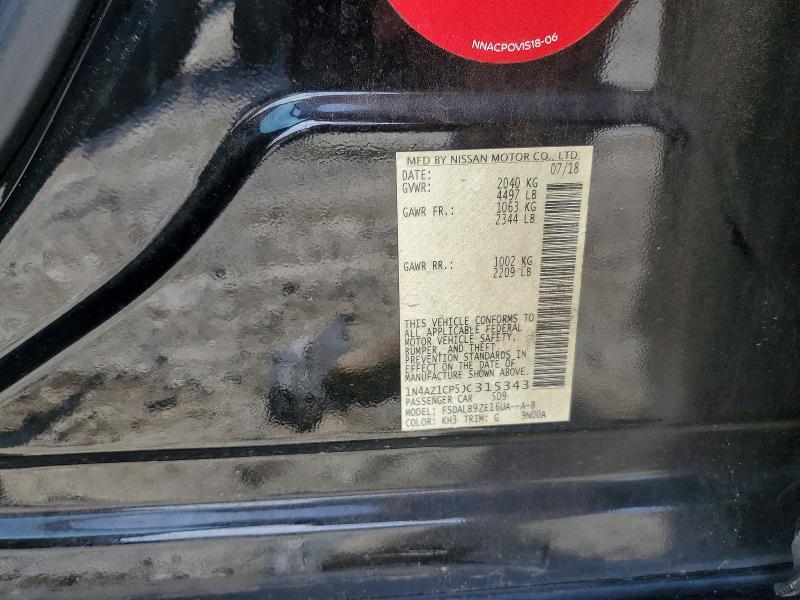 54990796 :رقم المزاد ، 1N4AZ1CP5JC315343 vin ، 2018 Nissan Leaf مزاد بيع