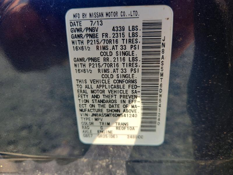 Aukcja sprzedaży 2013 Nissan Rogue, vin: JN8AS5MT6DW541240, numer aukcji: 54416006