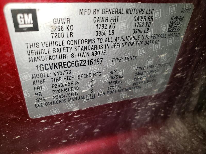 Aukcja sprzedaży 2016 Chevrolet Silverado, vin: 1GCVKREC6GZ216187, numer aukcji: 53571816