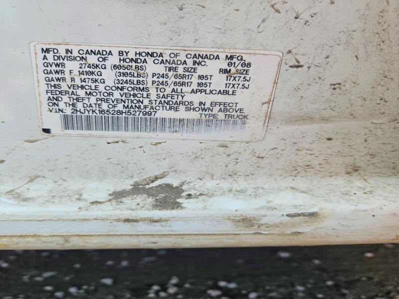 Aukcja sprzedaży 2008 Honda Ridgeline, vin: 2HJYK16528H527997, numer aukcji: 54600476