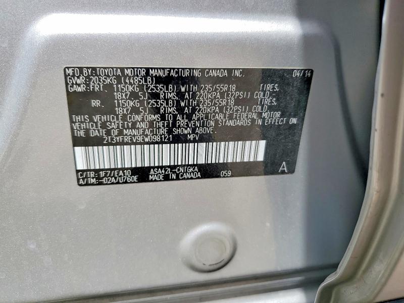 Aukcja sprzedaży 2014 Toyota Rav4, vin: 2T3YFREV9EW098121, numer aukcji: 52926566