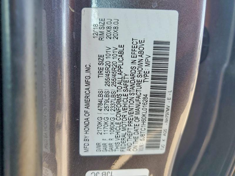 Продажа на аукционе авто 2019 Acura Rdx, vin: 5J8TC1H60KL016284, номер лота: 52708996
