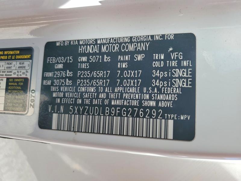 2015 Hyundai Santa Fe Sport მანქანა იყიდება აუქციონზე, vin: 5XYZUDLB9FG276292, აუქციონის ნომერი: 52863556