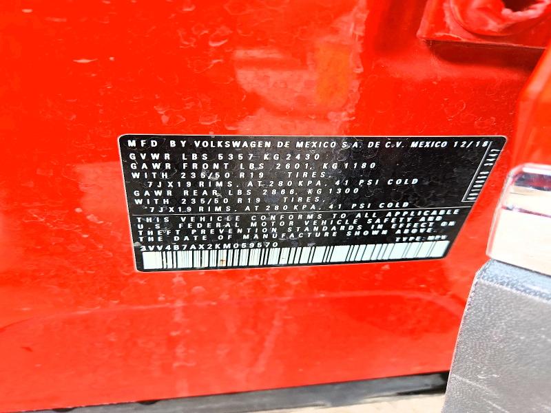 Aukcja sprzedaży 2019 Volkswagen Tiguan, vin: 3VV4B7AX2KM059570, numer aukcji: 55244196