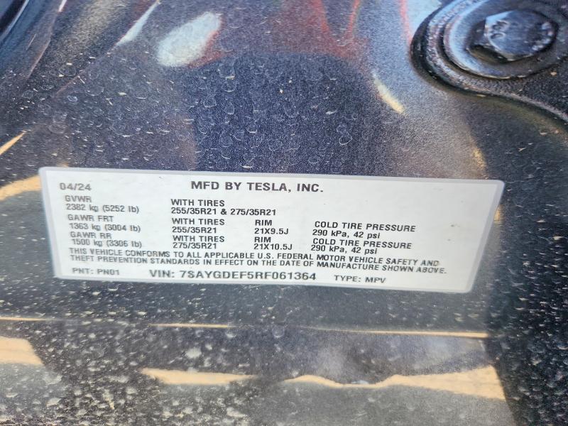2024 Tesla Model Y მანქანა იყიდება აუქციონზე, vin: 7SAYGDEF5RF061364, აუქციონის ნომერი: 53278326
