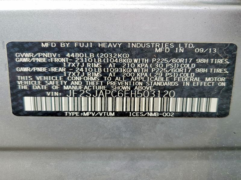 Aukcja sprzedaży 2014 Subaru Forester, vin: JF2SJAPC6EH503120, numer aukcji: 55367576