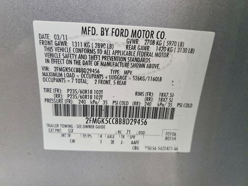 Aukcja sprzedaży 2011 Ford Flex, vin: 2FMGK5CC8BBD29456, numer aukcji: 53442136