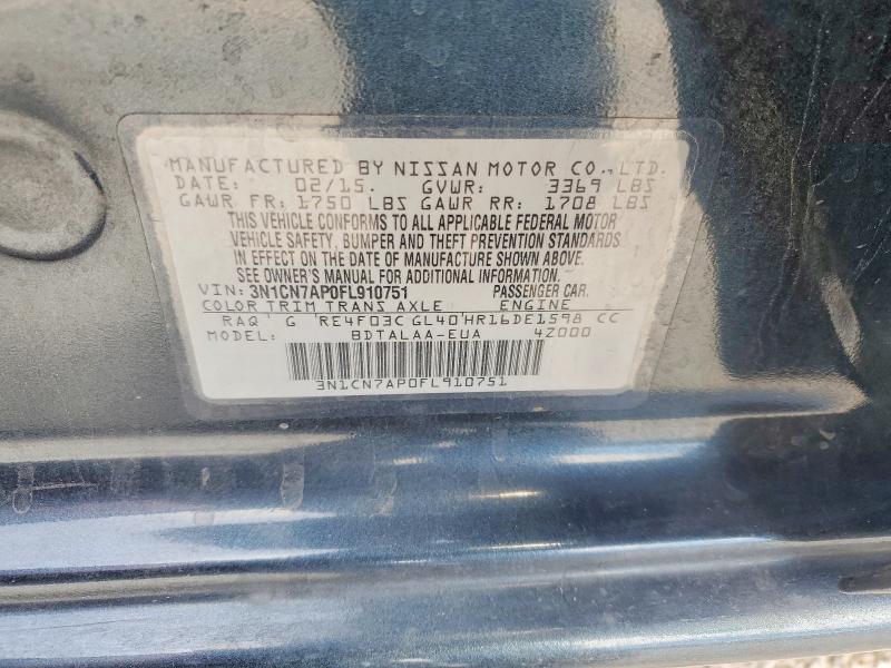 Продаж на аукціоні авто 2015 Nissan Versa, vin: 3N1CN7AP0FL910751, номер лоту: 54824036