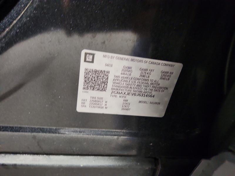 2018 Chevrolet Equinox მანქანა იყიდება აუქციონზე, vin: 2GNAXJEV0J6314564, აუქციონის ნომერი: 54531136