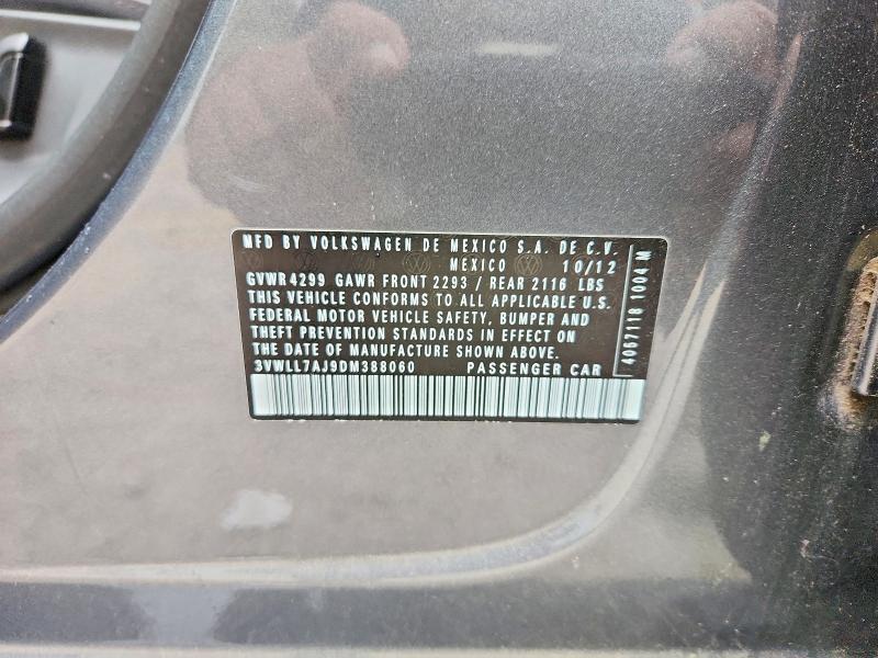 Продажа на аукционе авто 2013 Volkswagen Jetta, vin: 3VWLL7AJ9DM388060, номер лота: 51866276